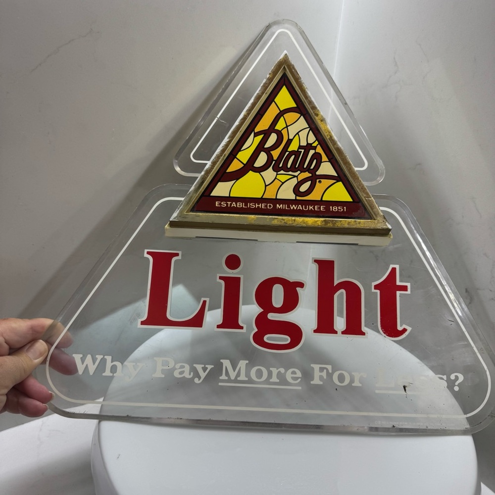 Vintage 1983 Blatz Light Beer Bar Sign “Why Pay More For Less?”  (No Light)